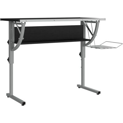 vidaXL Zwart Grijs Knutselbureau - Bureau vidaXL Zwart Grijs Knutselbureau - Bureau