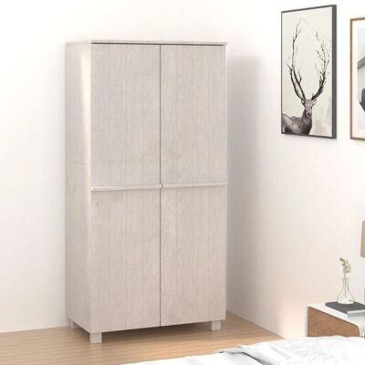 vidaXL Weißer Kleiderschrank - HAMAR Massiv Kiefer - 89x50x180 cm vidaXL Weißer Kleiderschrank - HAMAR Massiv Kiefer - 89x50x180 cm