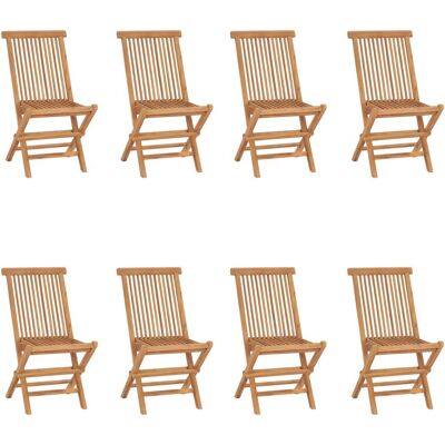 Chaises de jardin vidaXL en teck - Lot de 8 - Résistantes et Pliantes - Publicité Chaises de jardin vidaXL en teck - Lot de 8 - Résistantes et Pliantes - Publicité