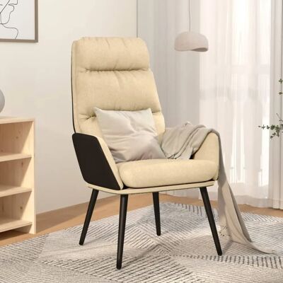 MAISONCHIC Sedia Relax Crema - Entspannender Sessel aus Stoff und Kunstleder - Relaxsessel mit Metallrahmen MAISONCHIC Sedia Relax Crema - Entspannender Sessel aus Stoff und Kunstleder - Relaxsessel mit Metallrahmen