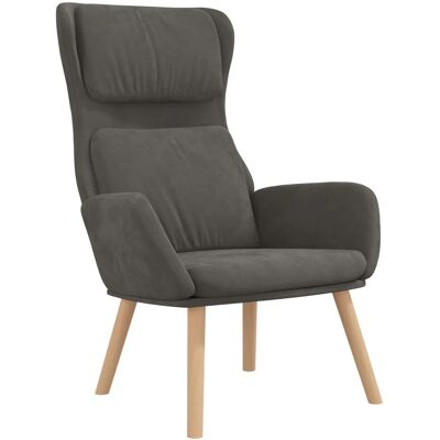 vidaXL Accent Stoel - Donkergrijs Fluweel - Relax Fauteuil vidaXL Accent Stoel - Donkergrijs Fluweel - Relax Fauteuil