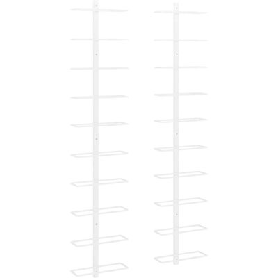 vidaXL 2x Muurmontage wijnrek voor 10 flessen Wit Metaal - Wijnrek vidaXL 2x Muurmontage wijnrek voor 10 flessen Wit Metaal - Wijnrek