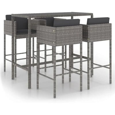 Zestaw mebli ogrodowych Maisonchic - Szary, 5 szt., Rattan, Stal, Szkło Zestaw mebli ogrodowych Maisonchic - Szary, 5 szt., Rattan, Stal, Szkło