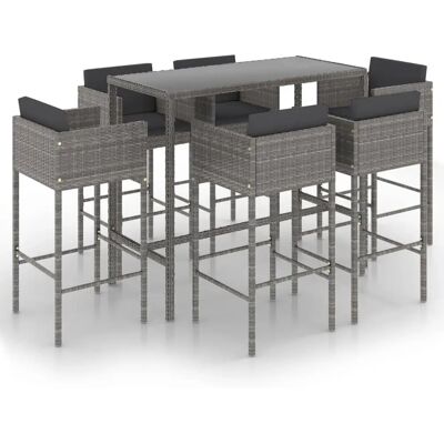 vidaXL Gartenbar-Set 7 Stück Grau - Gartenmöbel vidaXL Gartenbar-Set 7 Stück Grau - Gartenmöbel
