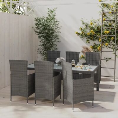 vidaXL Gartentischset - Wetterfester Rattan & Stahl, 7 teilig vidaXL Gartentischset - Wetterfester Rattan & Stahl, 7 teilig