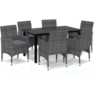 Maisonchic Gartentisch-Set - Stahl & Glas - 7 Teile Maisonchic Gartentisch-Set - Stahl & Glas - 7 Teile