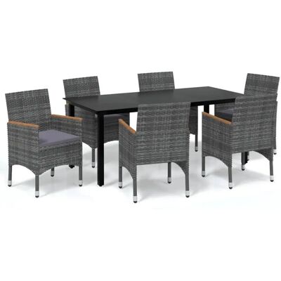 vidaXL Gartentisch- und Stuhlsatz mit Kissen - Grau - Gartentisch-Set vidaXL Gartentisch- und Stuhlsatz mit Kissen - Grau - Gartentisch-Set