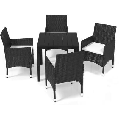 vidaXL Gartenset - 5-teiliges synthetisches Rattan Gartenmöbelset in Schwarz vidaXL Gartenset - 5-teiliges synthetisches Rattan Gartenmöbelset in Schwarz