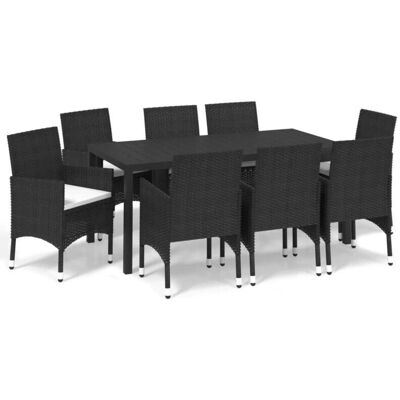vidaXL Gartenmöbelset - Schwarz - Wetterbeständiger PE Rattan vidaXL Gartenmöbelset - Schwarz - Wetterbeständiger PE Rattan