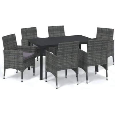 vidaXL 7-tlg. Gartenmöbel-Set mit Grauem Rattan - Gartenmöbel-Set vidaXL 7-tlg. Gartenmöbel-Set mit Grauem Rattan - Gartenmöbel-Set