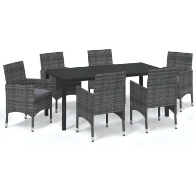 vidaXL Gartenmöbel-Set 7 Stück Grau PE Rattan vidaXL Gartenmöbel-Set 7 Stück Grau PE Rattan