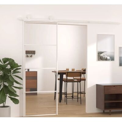 vidaXL Weiße Schiebetür 76x205 cm - Innen Glas & Aluminium vidaXL Weiße Schiebetür 76x205 cm - Innen Glas & Aluminium