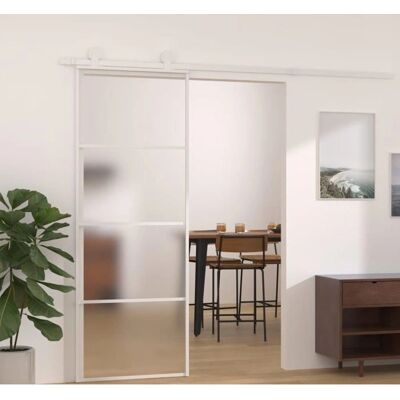 vidaXL Weiße Matt ESG Glas-Schiebetür - Schiebetür - 76x205 cm vidaXL Weiße Matt ESG Glas-Schiebetür - Schiebetür - 76x205 cm
