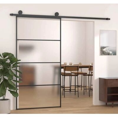 vidaXL Schiebetür ESG Glas und Aluminium mattiert - Interne Stalltür vidaXL Schiebetür ESG Glas und Aluminium mattiert - Interne Stalltür