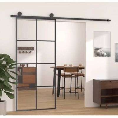 vidaXL Schwarze 90x205cm Schiebetür - Innentür aus Glas vidaXL Schwarze 90x205cm Schiebetür - Innentür aus Glas