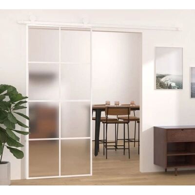 vidaXL Weiße Satinierte ESG Glas Schiebetür - Innentür vidaXL Weiße Satinierte ESG Glas Schiebetür - Innentür