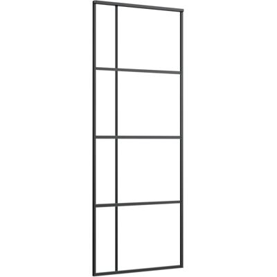 vidaXL Schiebetür Schwarz - ESG Glas Aluminium - 76x205 cm - Modernes Platzsparendes vidaXL Schiebetür Schwarz - ESG Glas Aluminium - 76x205 cm - Modernes Platzsparendes