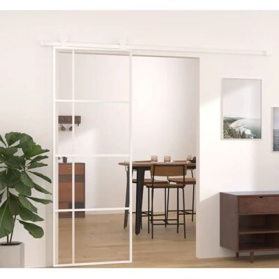 vidaXL Schiebetür ESG Glas und Aluminium 76x205 cm Weiß Innentür vidaXL Schiebetür ESG Glas und Aluminium 76x205 cm Weiß Innentür