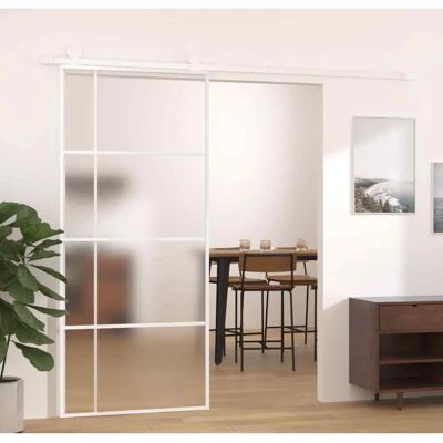 vidaXL Porte de grange blanche - Porte coulissante en verre ESG givré et aluminium - Publicité vidaXL Porte de grange blanche - Porte coulissante en verre ESG givré et aluminium - Publicité