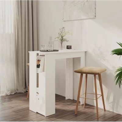 vidaXL Weiße Bartisch mit Regal - Kompakter Moderner Esstisch vidaXL Weiße Bartisch mit Regal - Kompakter Moderner Esstisch