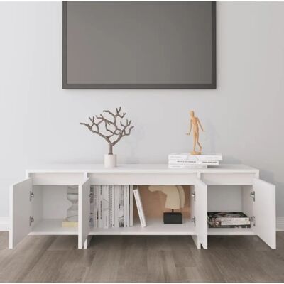 vidaXL 809575 Meuble TV Blanc avec 4 Portes - Mobilier TV - Publicité vidaXL 809575 Meuble TV Blanc avec 4 Portes - Mobilier TV - Publicité