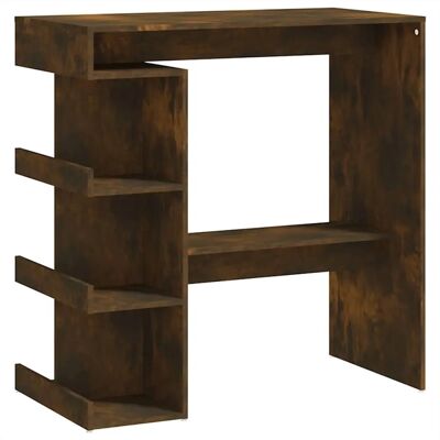 vidaXL Nova Smoked Oak Bar Table with Storage Rack vidaXL Nova Smoked Oak Bar Table with Storage Rack