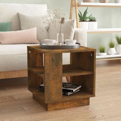 vidaXL Salontafel Rookeik - 40x40x43 cm - Modern 2-plank ontwerp vidaXL Salontafel Rookeik - 40x40x43 cm - Modern 2-plank ontwerp