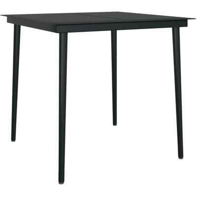 Nnevl Table de Jardin en Acier et Verre Noir 80x80x74 - Table Nnevl Table de Jardin en Acier et Verre Noir 80x80x74 - Table