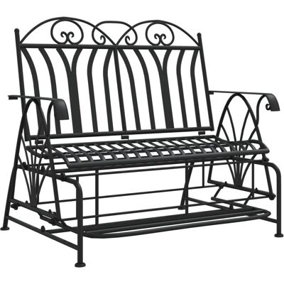 vidaXL 2-osobowa huśtawka 114 cm czarna stal - Ławka ogrodowa vidaXL 2-osobowa huśtawka 114 cm czarna stal - Ławka ogrodowa