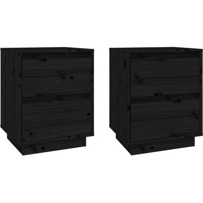 vidaXL Set 2 comodini in legno di pino massiccio - Nero vidaXL Set 2 comodini in legno di pino massiccio - Nero