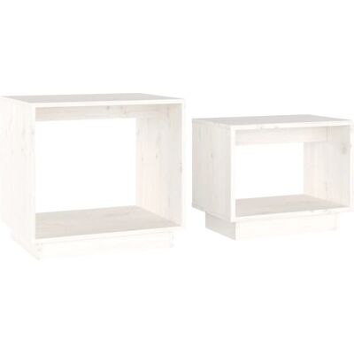 vidaXL 813526 Weißes Kiefernholz Nistende Kaffee- und Beistelltisch - Beistelltisch vidaXL 813526 Weißes Kiefernholz Nistende Kaffee- und Beistelltisch - Beistelltisch