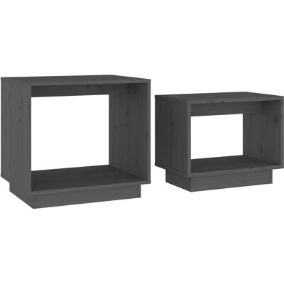 vidaXL 813527 Graue Massivholz Nestsende Couchtische - Couchtisch vidaXL 813527 Graue Massivholz Nestsende Couchtische - Couchtisch
