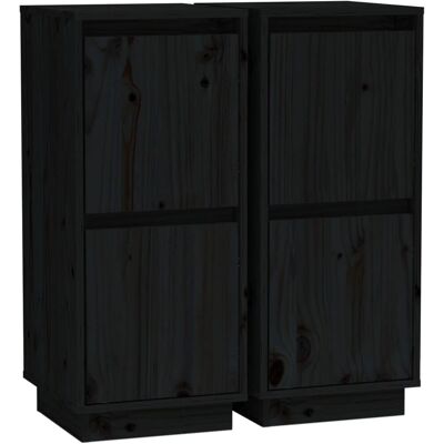vidaXL 813389 Schwarzer Massivholz-Kiefer-Sideboard - Sideboard vidaXL 813389 Schwarzer Massivholz-Kiefer-Sideboard - Sideboard