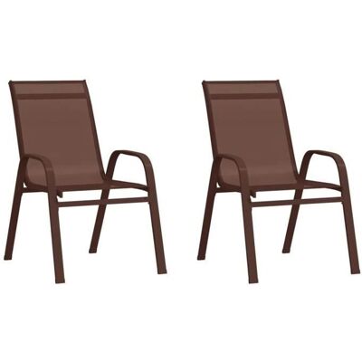 vidaXL Stapelbare Gartenstühle 2 Stk. Braun Textilene - Gartenstühle vidaXL Stapelbare Gartenstühle 2 Stk. Braun Textilene - Gartenstühle