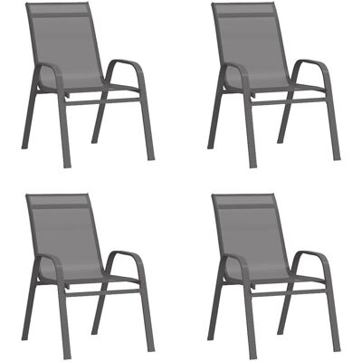 vidaXL Stapelbare Gartensessel Grau - Outdoor Stuhl für Essen und Entspannung vidaXL Stapelbare Gartensessel Grau - Outdoor Stuhl für Essen und Entspannung