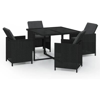 VidaXL Buitenmeubelset - Weerbestendig Rotan, Staal, Glas VidaXL Buitenmeubelset - Weerbestendig Rotan, Staal, Glas