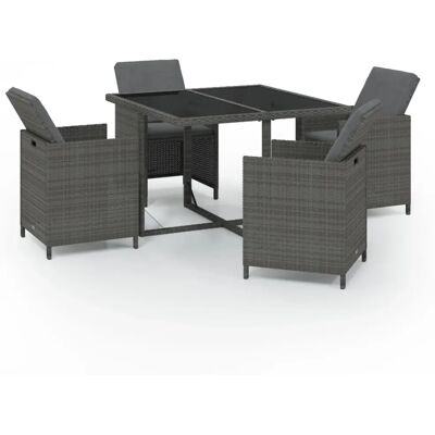 vidaXL Buitenmeubelset - Weerbestendig PE Rotan, 4 Stoelen, Glazen Tafel vidaXL Buitenmeubelset - Weerbestendig PE Rotan, 4 Stoelen, Glazen Tafel
