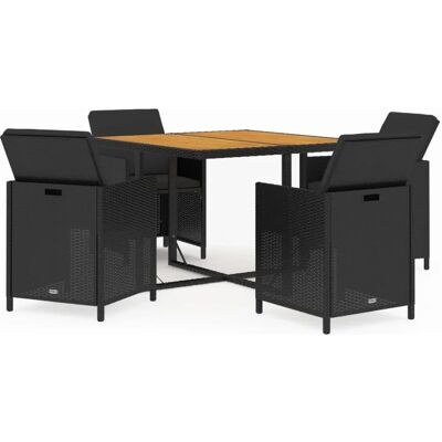 Maisonchic Garten Esstisch-Set - Schwarz - 5-teilig mit Kissen Maisonchic Garten Esstisch-Set - Schwarz - 5-teilig mit Kissen