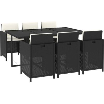 Maisonchic Modell - Gartentisch-Set - 7 Stück, Schwarz Maisonchic Modell - Gartentisch-Set - 7 Stück, Schwarz