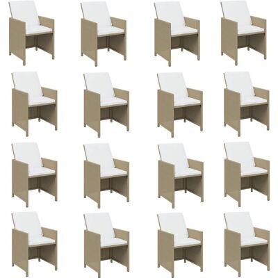 Vidaxl Garten-Esstisch 17 Teile mit Kissen Beiges Polyrattan Vidaxl Garten-Esstisch 17 Teile mit Kissen Beiges Polyrattan
