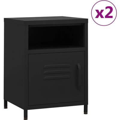 vidaXL 3095221 Zwarte stalen nachtkastje - Bedside table vidaXL 3095221 Zwarte stalen nachtkastje - Bedside table