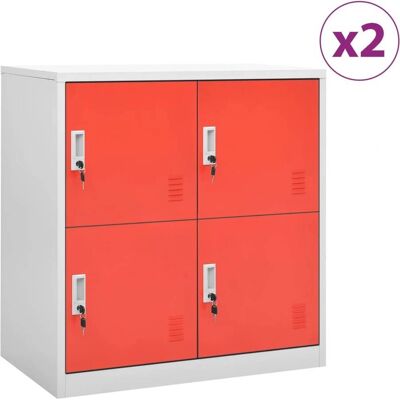vidaXL Armarios de Taquillas Gris Claro Rojo - Locker Cabinets vidaXL Armarios de Taquillas Gris Claro Rojo - Locker Cabinets