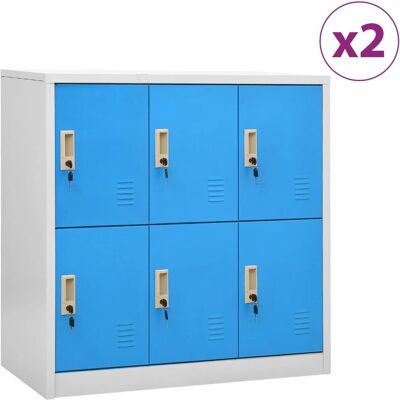 vidaXL Schließfachschränke Hellgrau und Blau Stahl Büro Aufbewahrung - Locker Cabinets vidaXL Schließfachschränke Hellgrau und Blau Stahl Büro Aufbewahrung - Locker Cabinets