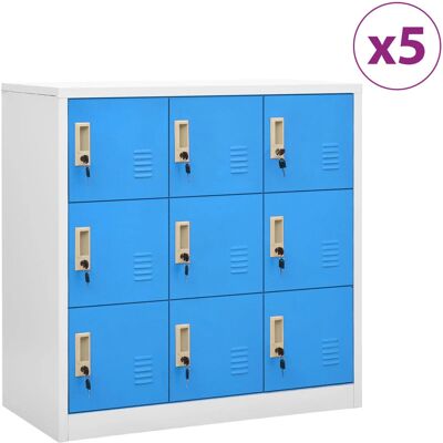 vidaXL 5x Schließfächer Hellgrau und Blau Stahl Büromöbel - Schließfachschränke vidaXL 5x Schließfächer Hellgrau und Blau Stahl Büromöbel - Schließfachschränke