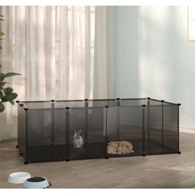 vidaXL Małe zoo 144x74x46,5 cm Czarny PP i stal vidaXL Małe zoo 144x74x46,5 cm Czarny PP i stal
