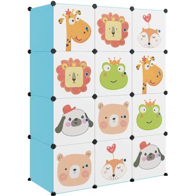vidaXL Blå modulær børneskabs - 12 kasser 110x46.5x144cm vidaXL Blå modulær børneskabs - 12 kasser 110x46.5x144cm