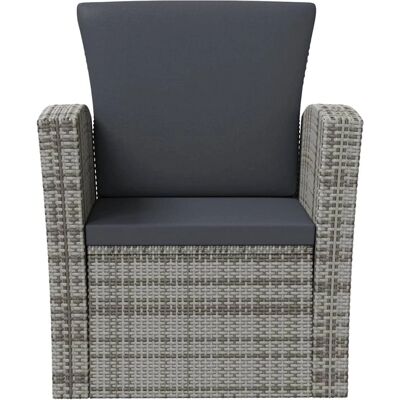 vidaXL 8-tlg. Garten-Lounge-Set mit Kissen, Poly Rattan, Grau vidaXL 8-tlg. Garten-Lounge-Set mit Kissen, Poly Rattan, Grau