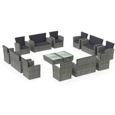 Maison Chic Tuinmeubelset - 16 stuks, kussens, polyrattan Maison Chic Tuinmeubelset - 16 stuks, kussens, polyrattan