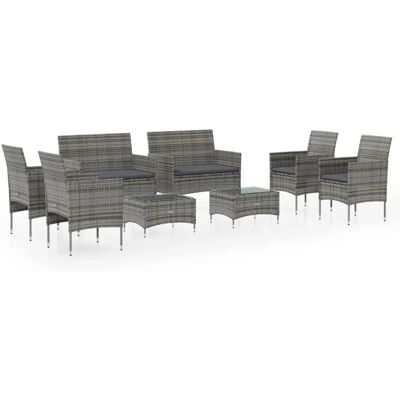 VidaXL Grau Resin Rattan Gartenset - Lounge-Set im Freien VidaXL Grau Resin Rattan Gartenset - Lounge-Set im Freien