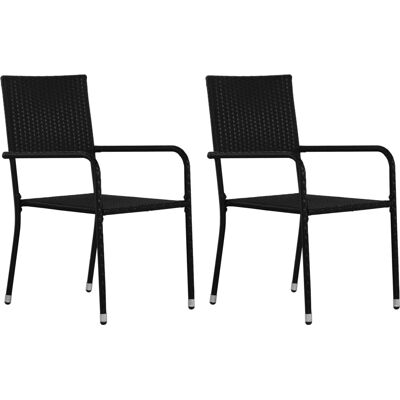 vidaXL Garten Esszimmerstühle 2 Stück Stapelbar Schwarz Poly Rattan - Garten Esszimmerstühle vidaXL Garten Esszimmerstühle 2 Stück Stapelbar Schwarz Poly Rattan - Garten Esszimmerstühle